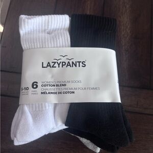 Lazypants Premium Cotton Blend Socks - Black, Grey and White 6-Pack